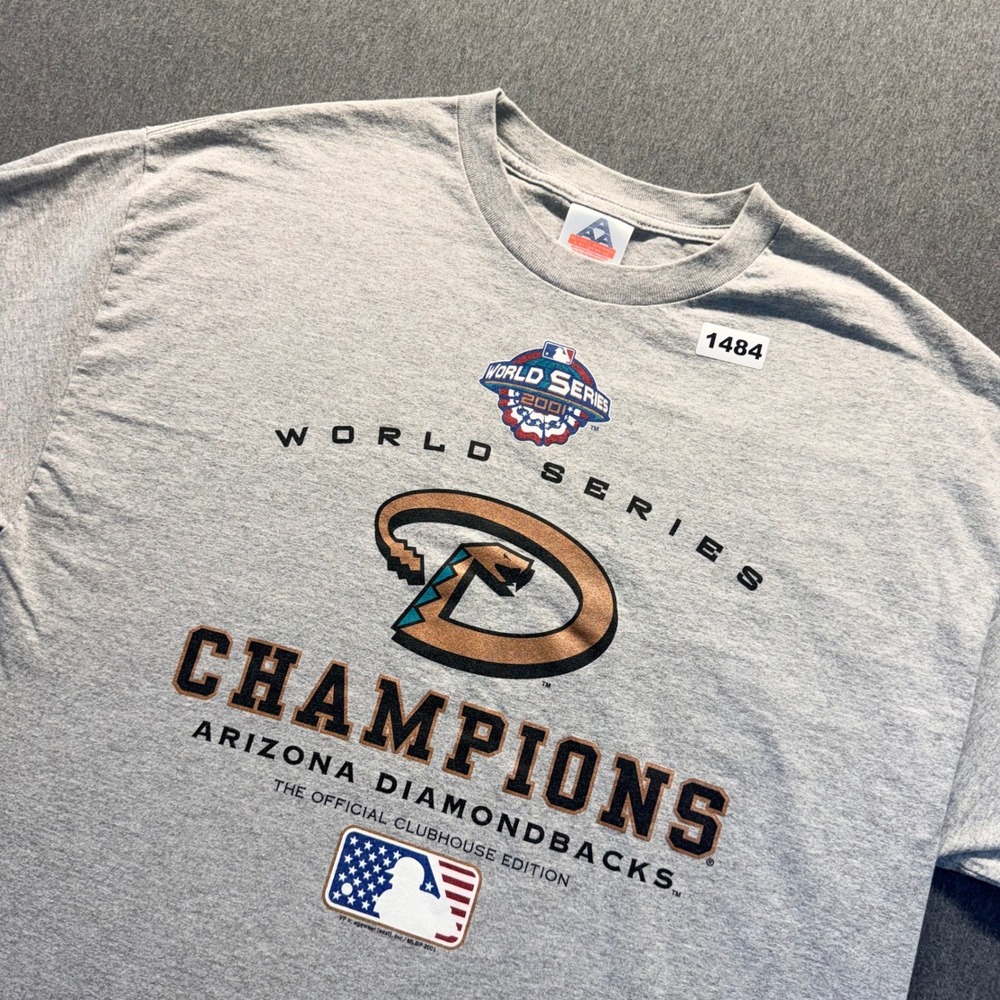 Vintage Arizona Diamondbacks 2001 World Series Champions Shirt XL Gray MLB AAA